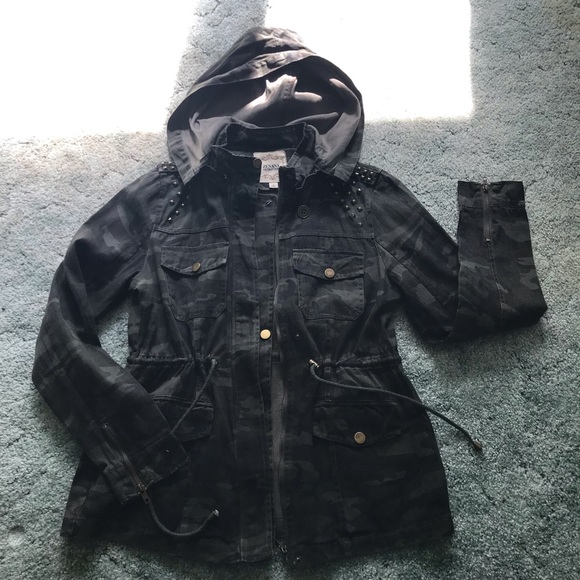 ZENANA Camouflage Print Jacket, Studded, Camo Jacket, Hooded, Zip-Up, 6 - Picture 3 of 15